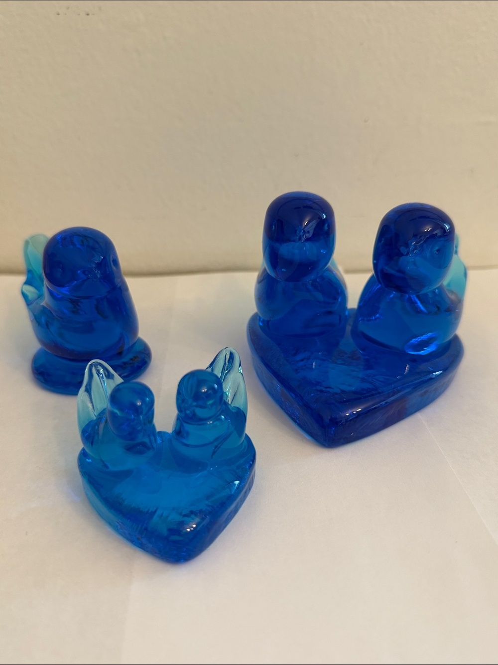 Vintage Bluebird of Happiness Art Glass Leo Ward Lot of 3 Heart Base